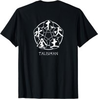 日本の魔除け、陰陽道、五芒星 魔法 チーム 魔除け 札 漢字 星　日本　漢字 Tシャツ