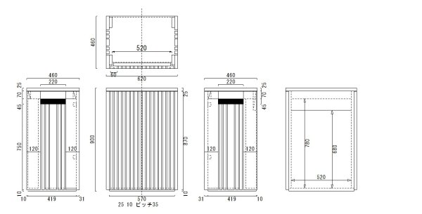 画像1: ひのき材　縦格子キャビネット　６０×４５水槽用　高さ９０センチ (1)