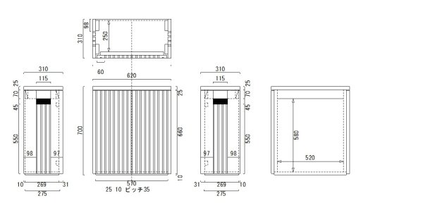 画像1: ブラックウォルナット材　縦格子キャビネット　６０×３０水槽用　高さ７０センチ (1)