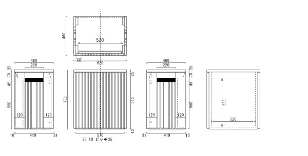 画像1: ひのき材　縦格子キャビネット　６０×４５水槽用　高さ７０センチ (1)